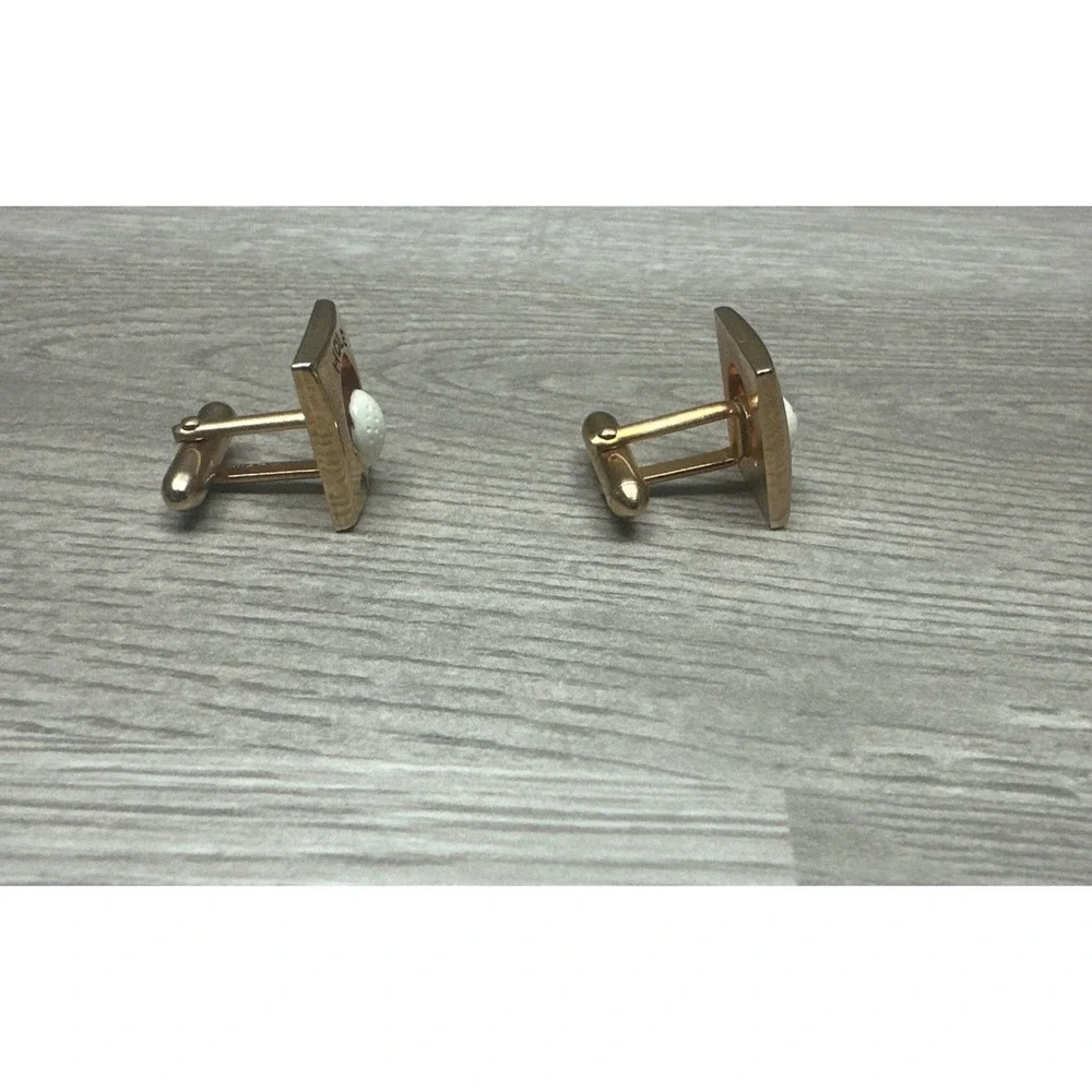 Vintage SWANK Gold-Tone Golf Themed Cufflinks&Tie Clip Set Hole In One Golf Ball